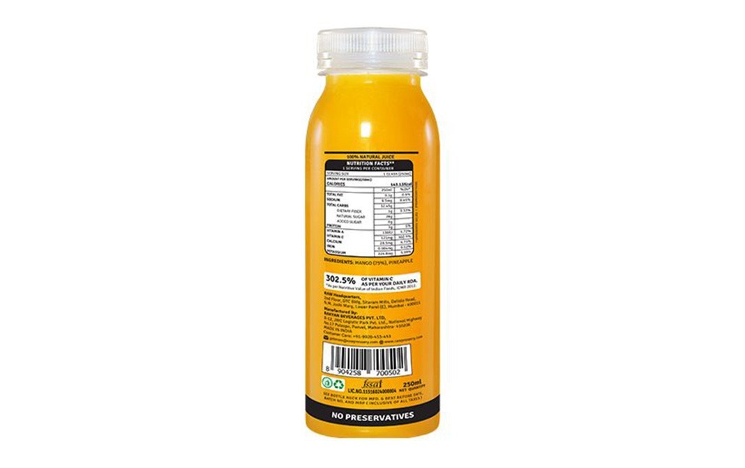 Raw Pressery Mango + Pineapple Juice   Bottle  250 millilitre